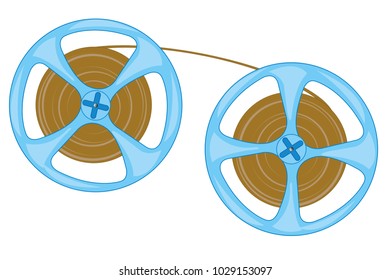 Spool with tape from player on white background is insulated