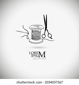 Spool of thread abstract. Tailor workshop. Vector illustration