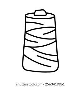 A spool of thread. Black and white illustration, hand drawn coloring.