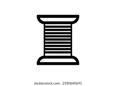 Spool Thread Black and white vector illustration on White Background