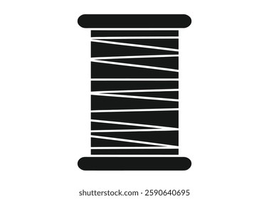 Spool Thread Black and white vector illustration on White Background