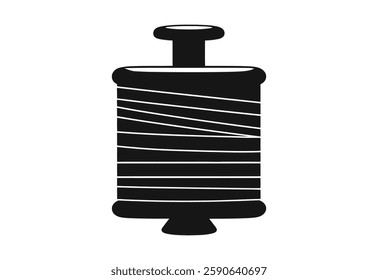 Spool Thread Black and white vector illustration on White Background