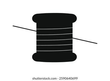 Spool Thread Black and white vector illustration on White Background