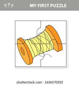 Spool of thread - Cartoon Illustration of Education Jigsaw Puzzle Game for Preschool Children - My first puzzle