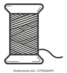 Spool of thread with crisscross pattern and tail isolated on transparent background icon