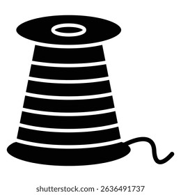 Spool of thread icon Flat outline fill black and white