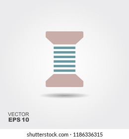 Spool of thread icon in flat style. Vector Illustration