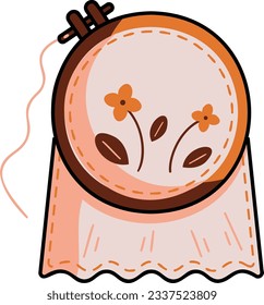 spool of thread with leafs isolated icon vector illustration desing