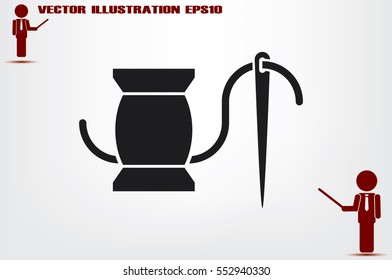 spool thread and needle icon vector illustration eps10.