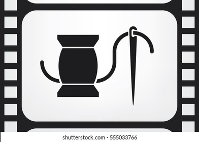 spool thread and needle icon vector illustration eps10.