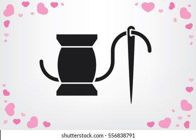 spool thread and needle icon vector illustration .