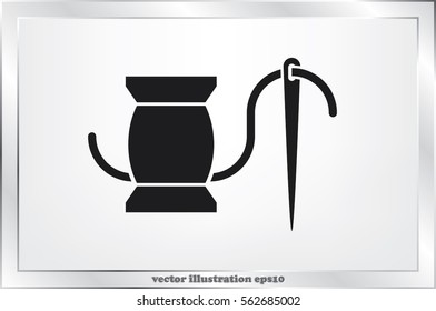 spool thread and needle icon vector illustration.