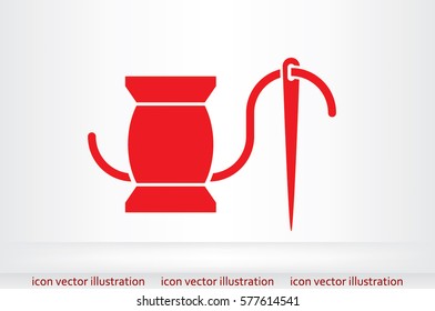 spool thread and needle icon vector illustration.