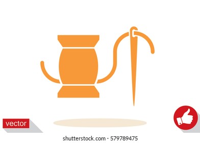 spool thread and needle icon vector illustration.