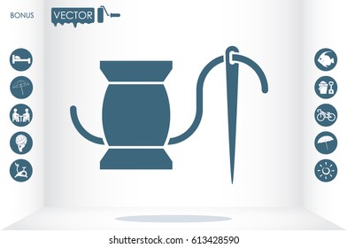 spool thread and needle icon vector illustration eps10.