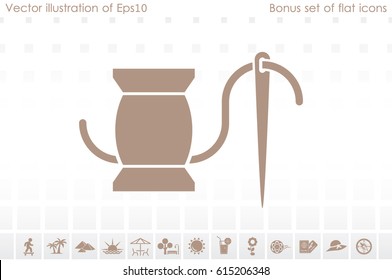 spool thread and needle icon vector illustration eps10.