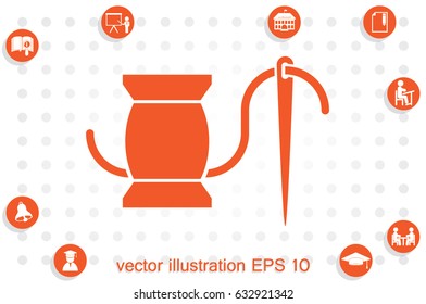 spool thread and needle icon vector illustration eps10.