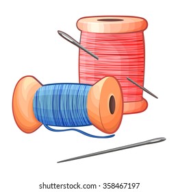 Spool of thread with needle. Vector