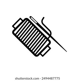 spool of thread and sewing needle - vector icon