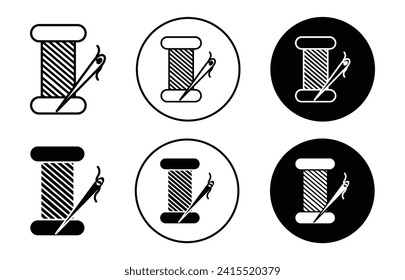 Spool of thread symbol icon sign collection in white and black