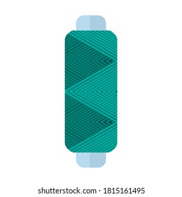 Spool hilos color turquesa aislado en fondo blanco. Bobbin para máquinas de coser en ilustración vectorial de estilo plano.