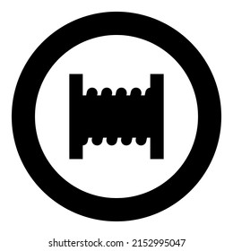 Spool Wire Cable Coil Reel Cord Icon In Circle Round Black Color Vector Illustration Image Solid Outline Style