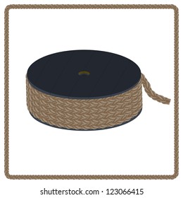 spool of wire and frame on a white background