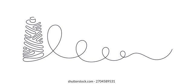 Carretéis de fio. Linha contínua. Contorno editável gráfico. Silhueta linear vetorial desenhada à mão. Símbolo para atelier e conceito de design de moda. Sinal simples
