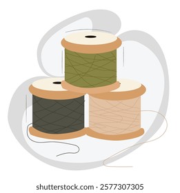 spools of thread.a pile of colorful threads. set colored thread 