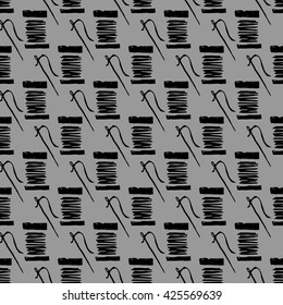 Spools of threads with needle seamless pattern