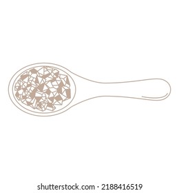 Spoon with bath salt icon linear. Simple emblem for packaging or product care and beauty treatments