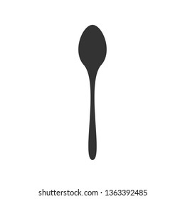 Spoon black icon silhouette isolated on white background. Vector illustration object