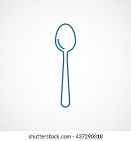 Spoon Blue Line Icon On White Background