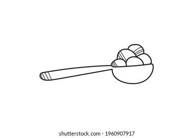 spoon of boba Boba drink lineart style color black