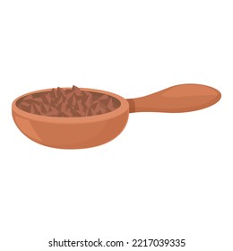Spoon buckwheat icon cartoon vector. Raw cultivation. Organic nutrition