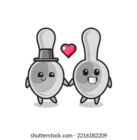 spoon cartoon character couple with fall in love gesture , cute design