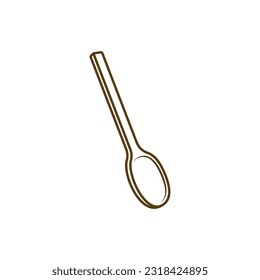 Spoon Cartoon Vector Icon Illustration. Food Object Icon Concept Isolated Premium Vector. Flat Cartoon Style