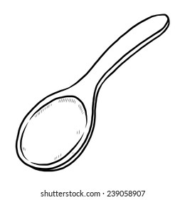 spoon / cartoon vector and illustration, black and white, hand drawn, sketch style, isolated on white background.