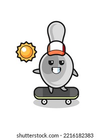 spoon character illustration ride a skateboard , cute design