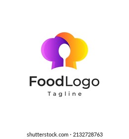 spoon with chef hat gradient color logo - modern logo, good for restaurant, coffee shop, food industry
