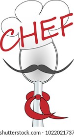 spoon, chef's cap and tie chef logo