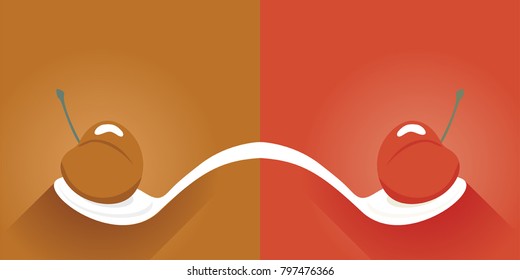 Spoon and cherry illustration