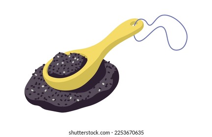 Spoon with chia seeds flat icon Food supplements. Vector illustration