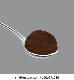 Spoon of chocolate ice cream