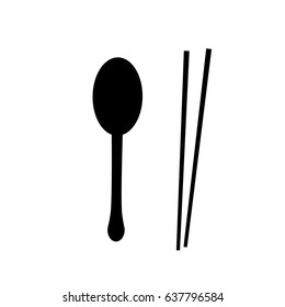 Spoon and chopsticks icon. Flat design. Vector illustration.