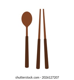 Spoon and chopsticks icons isolated on white background vector illustration.