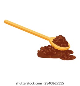 Spoon cocoa powder icon cartoon vector. Cacao bean. Nut fruit