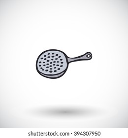 Spoon colander. Hand-drawn kitchen or bartender supply icon. Doodle drawing. Vector illustration