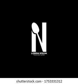 Spoon concept N letter logo design. Vector EPS 10.