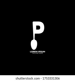 Diseño del logotipo de la letra P del concepto Spoon. EPS vectorial 10.